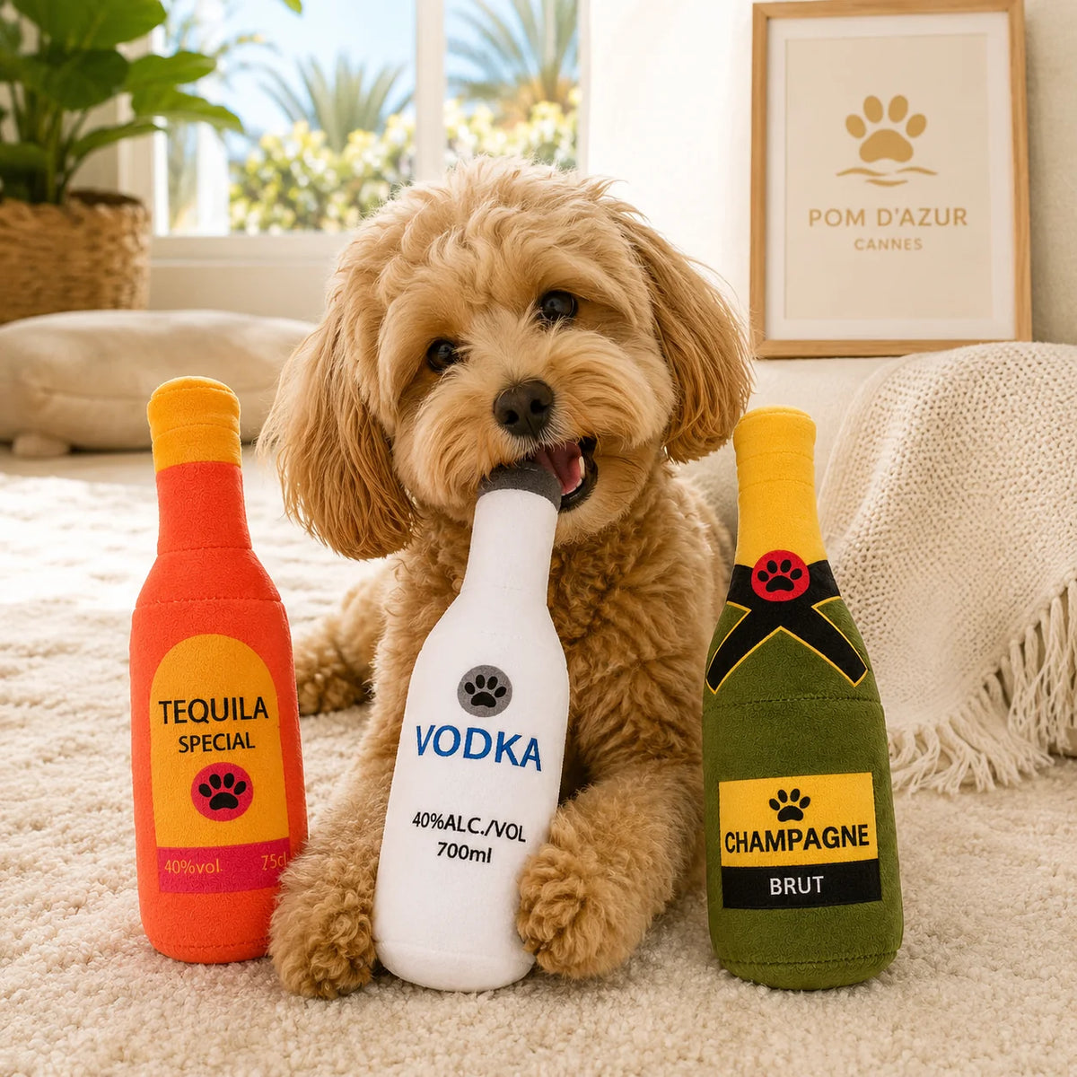 Aperitif Plüsch-Hundespielzeug mit Squeaker von Pom d'Azur