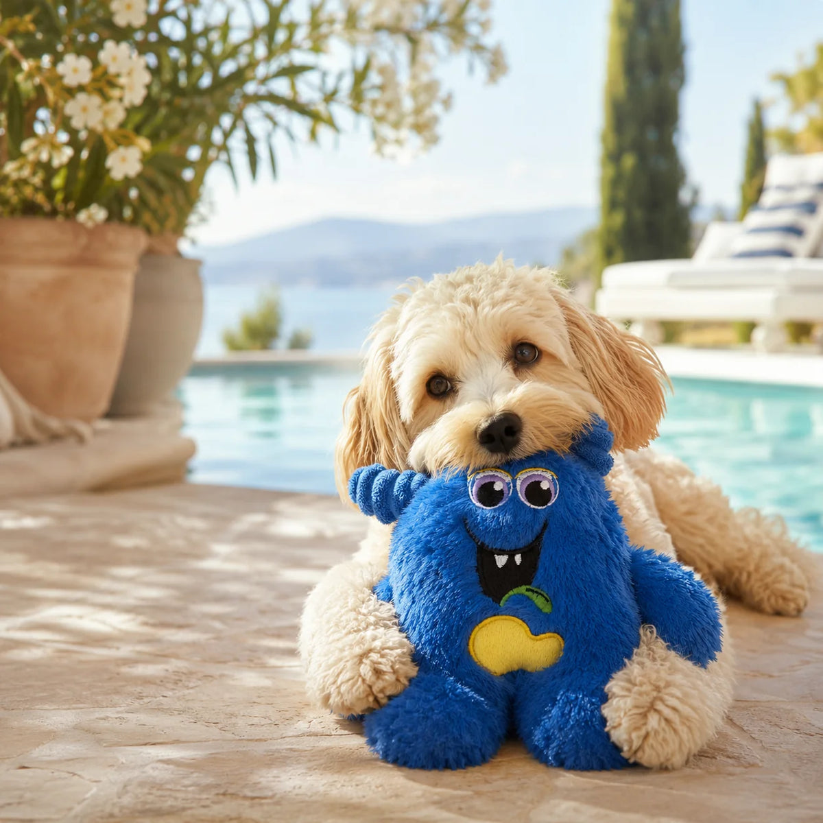 Plüsch-Hundespielzeug "Aqualino" mit Quietscher von Pom d'Azur