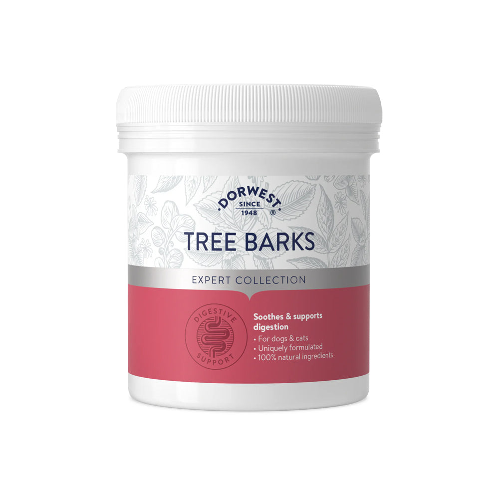 Dorwest Baumrindenpulver (Tree Barks Powder) zur Darmberuhigung und Unterstützung bei Magen-Darm-Beschwerden für Hunde und Katzen.