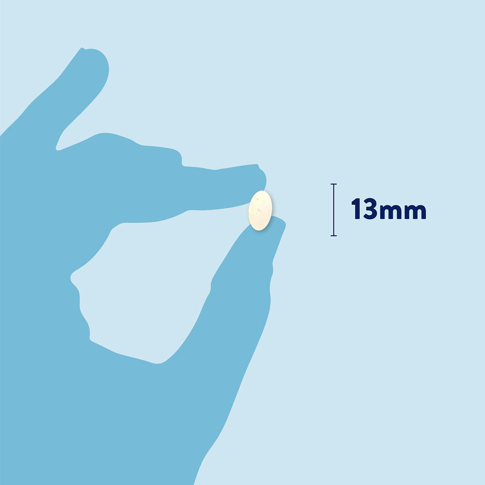 Infografik zur Größe der Dorwest JointWell Tablette mit einer Länge von 13mm für eine einfache Verabreichung.