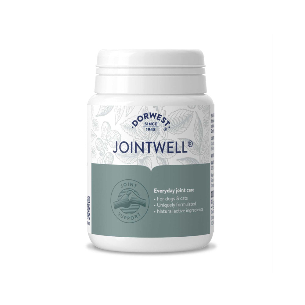 Dorwest JointWell Vorsorge-Tabletten für Hunde und Katzen zur Unterstützung der Knorpelgesundheit und Gelenkschmierung.