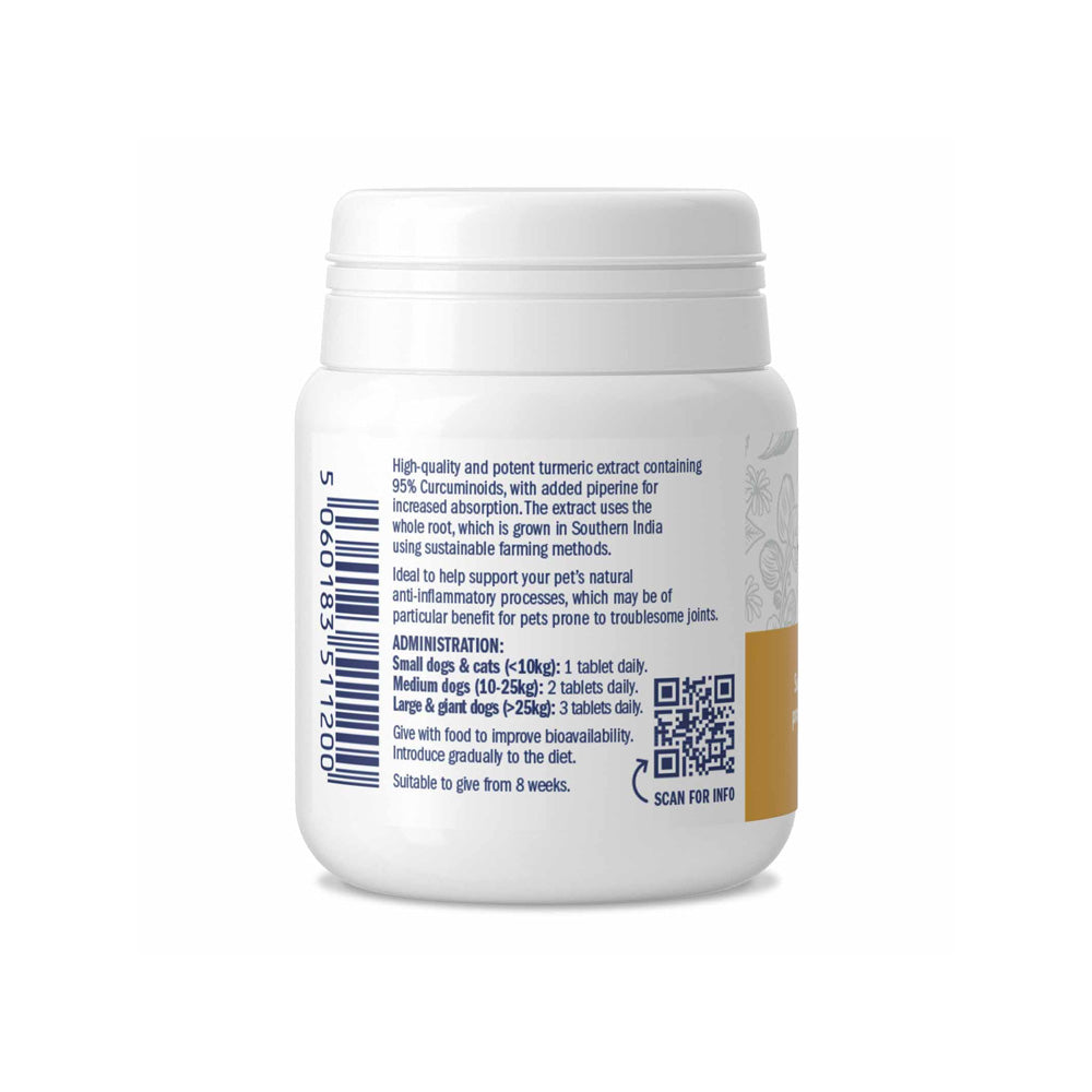 Rückseite der Dorwest Kurkuma Tabletten mit Hinweisen zur Anwendung zur Unterstützung der natürlichen entzündungshemmenden Prozesse.