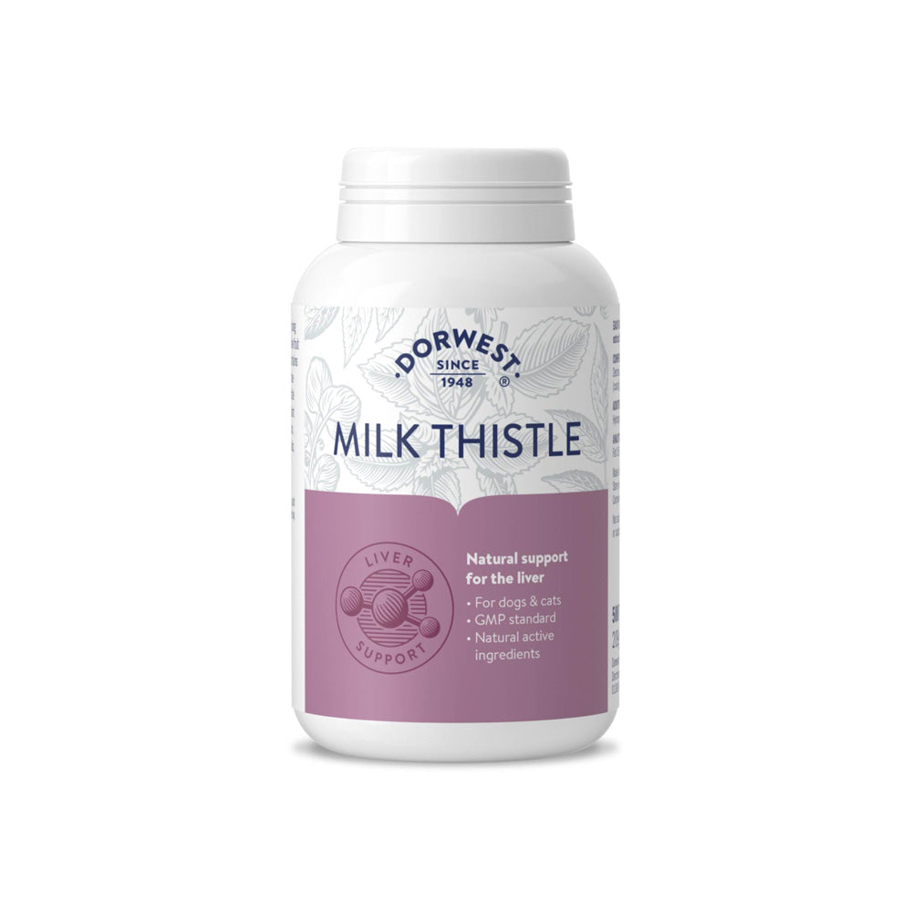 Dorwest Mariendistel Tabletten (Milk Thistle) für Hunde und Katzen zur Unterstützung der Leberfunktion und natürlichen Entgiftung.