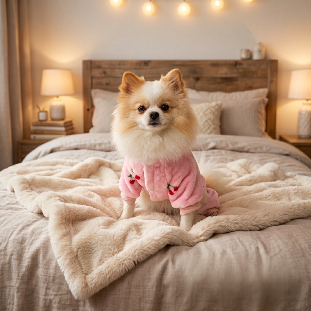 Fleece Hunde-Pyjama in Rosa von SohoPoms