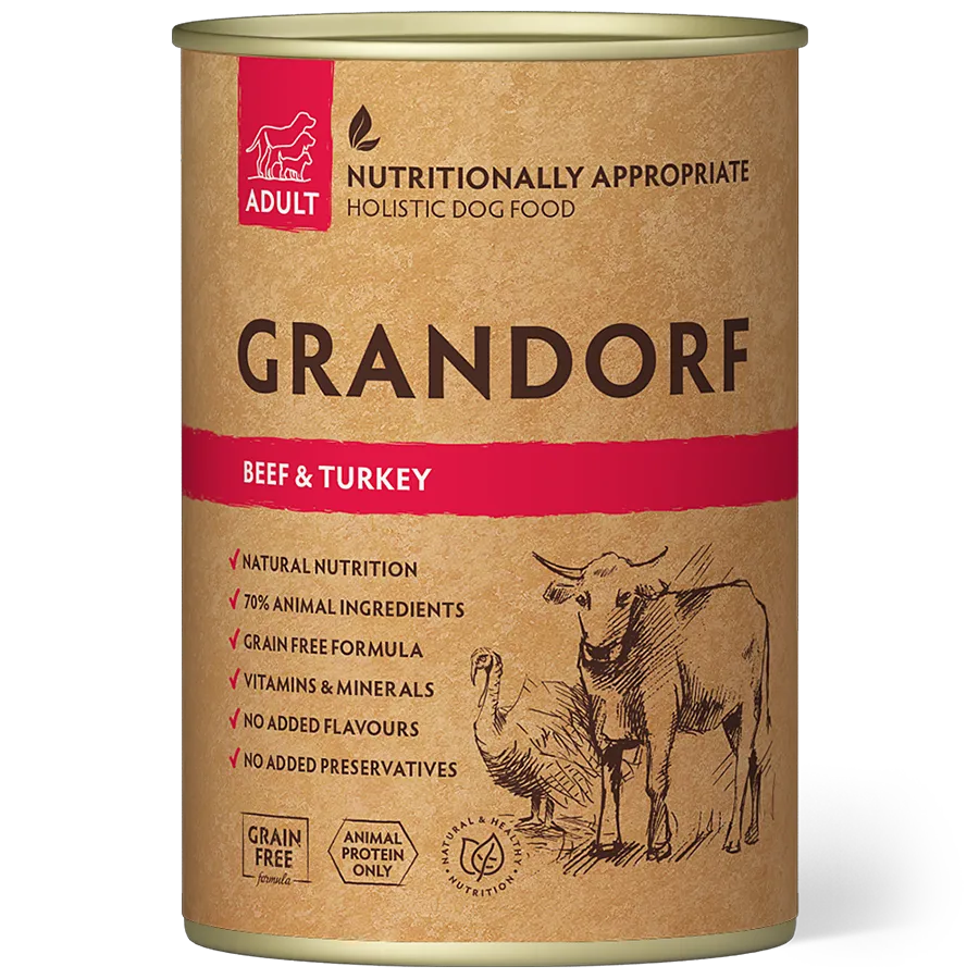 Hypoallergenes Nassfutter "Rind & Pute" für ausgewachsene Hunde aller Rassen