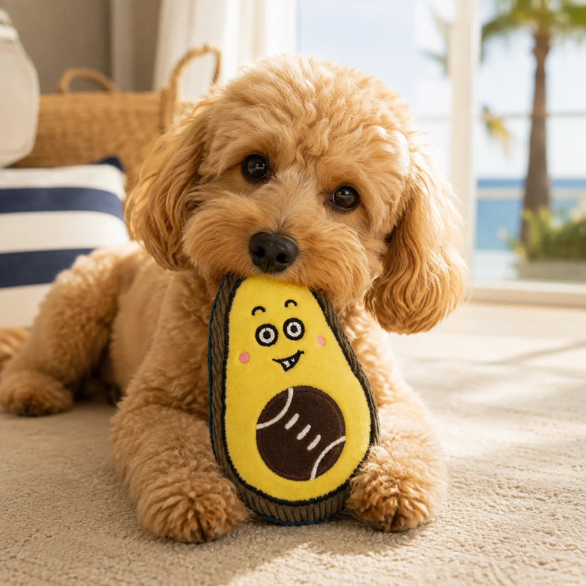 Plüsch-Avocado Hundespielzeug mit Quietscher von Pom d'Azur