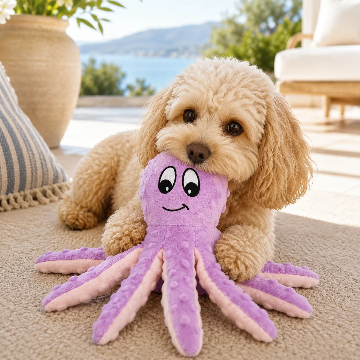 Plüsch-Oktopus-Hundespielzeug mit Squeaker