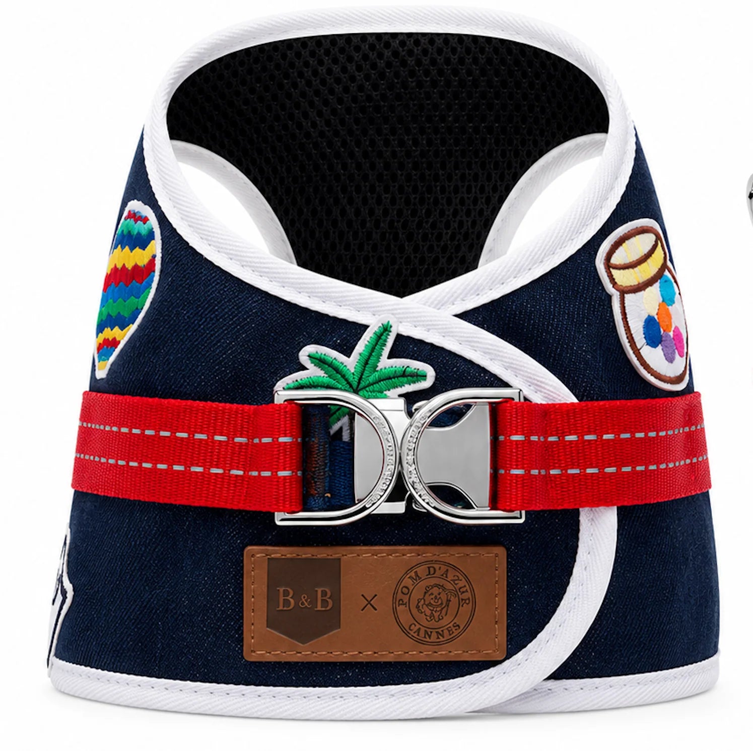 'Riviera Pop' Denim Hundegeschirr - Édition Cannes von Pom d'Azur