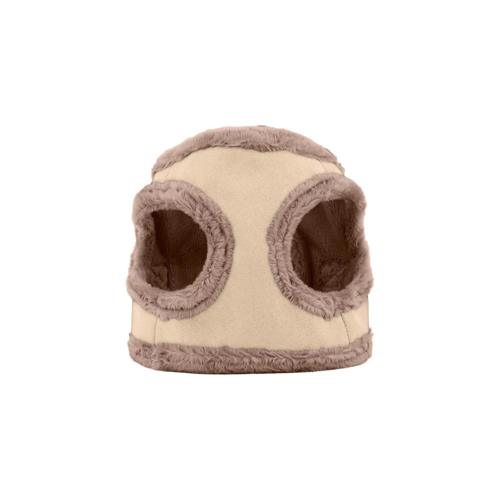 Yeti Hundegeschirr von Pom D'Azur in Beige mit hellbraunem Fellfutter - Rückansicht