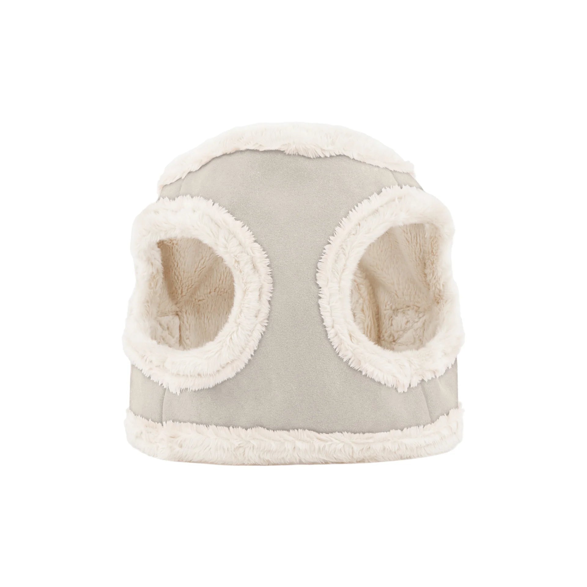 Yeti Hundegeschirr hellem Grau mit weißem Fellfutter - Rückansicht