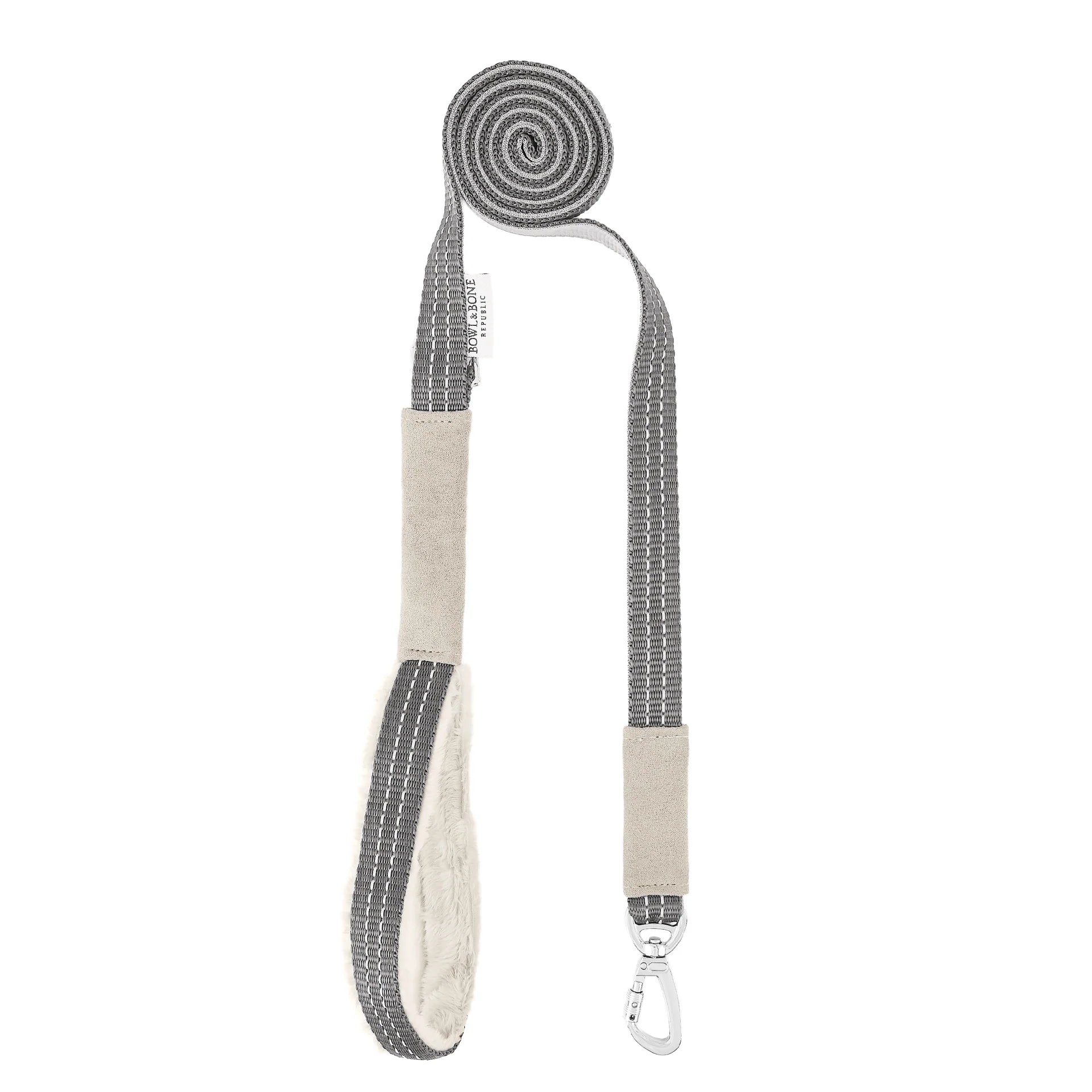 Graue Yeti Hundeleine in 1,8 m Länge: mit weich gepolsterter Handschlaufe und Karabinerhaken