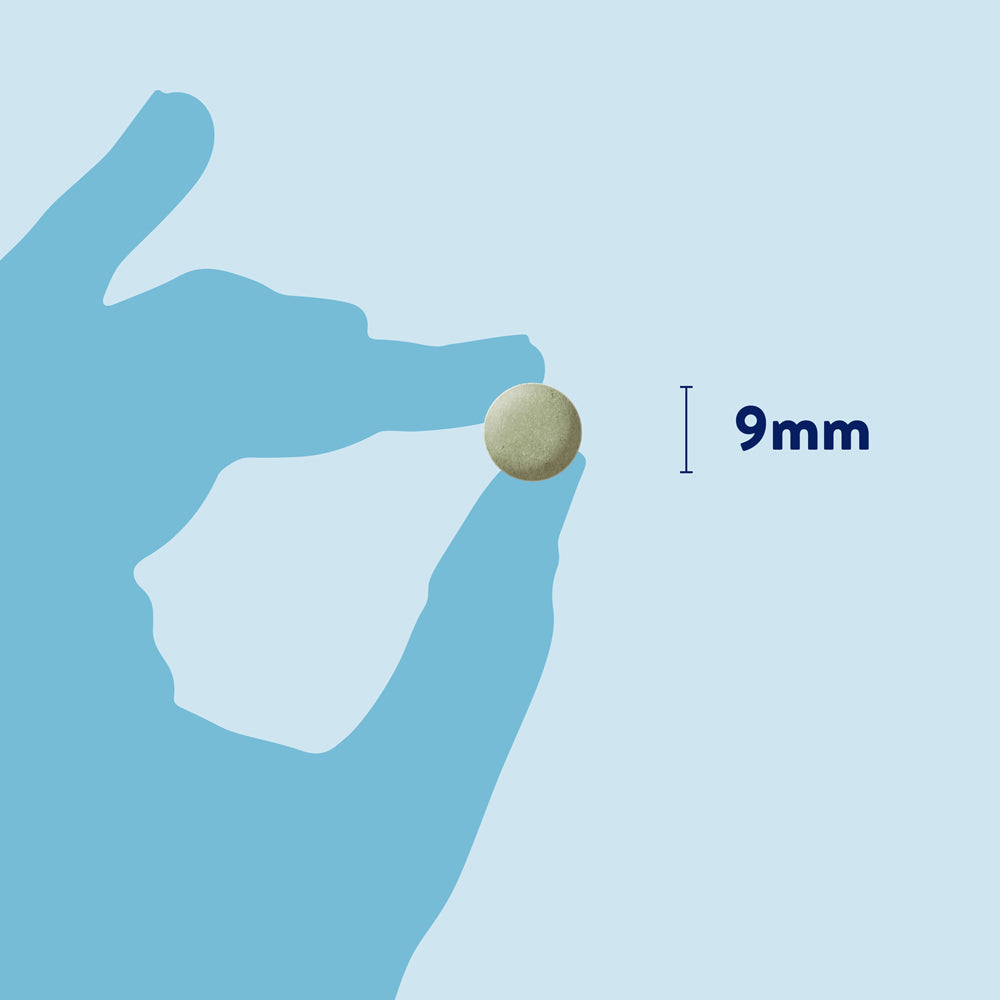 Infografik zur Größe der Dorwest Green Releaf Tablette mit einem Durchmesser von 9mm.