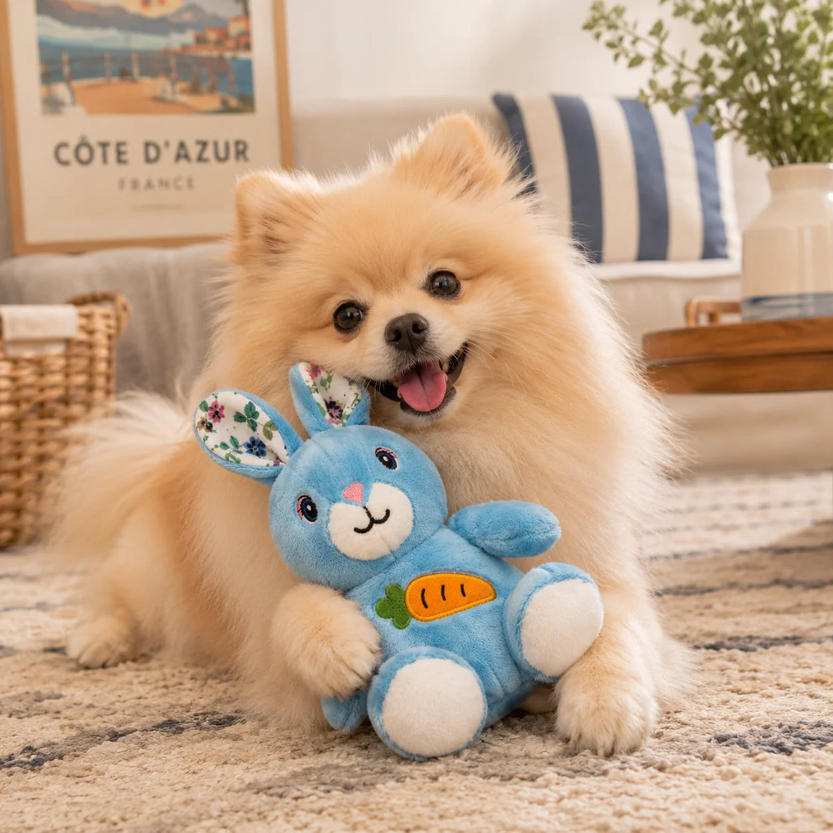 Plüsch-Hase Hundespielzeug mit Quietscher von Pom d'Azur