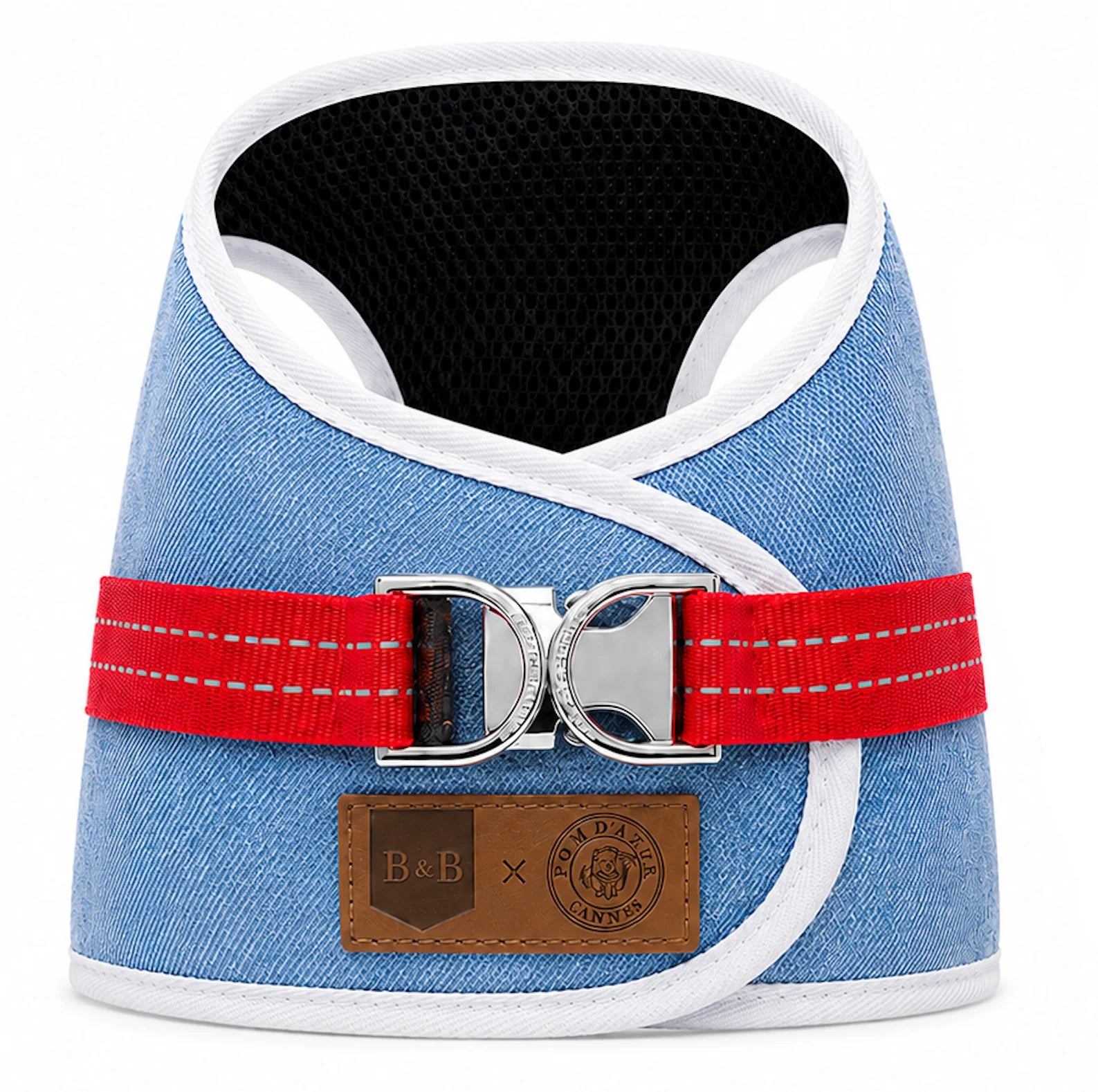 'Riviera' Denim Hundegeschirr - Édition Cannes von Pom d'Azur