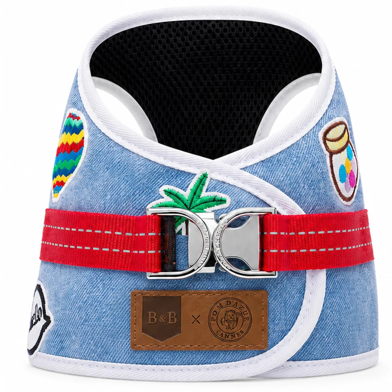 'Riviera Pop' Denim Hundegeschirr - Édition Cannes von Pom d'Azur