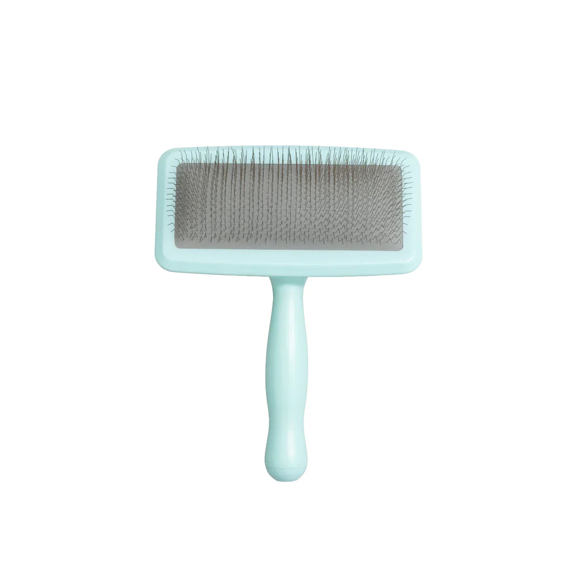 Detail der fein angewinkelten Borsten zur Entfernung loser Unterwolle ohne Ziehen an der Haut.
