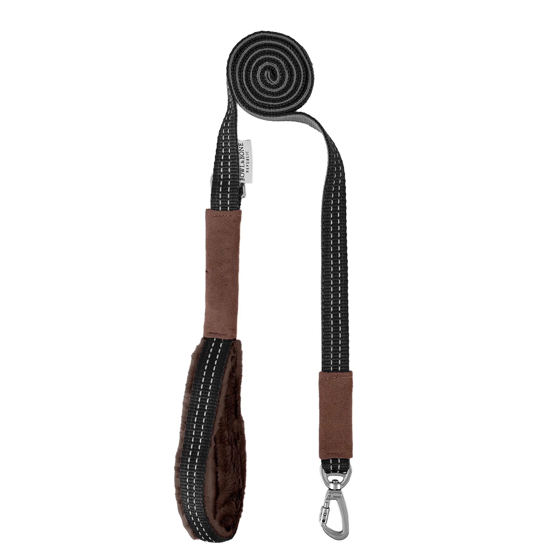 Braune Yeti Hundeleine in 1,8 m Länge: mit weich gepolsterter Handschlaufe und Karabinerhaken